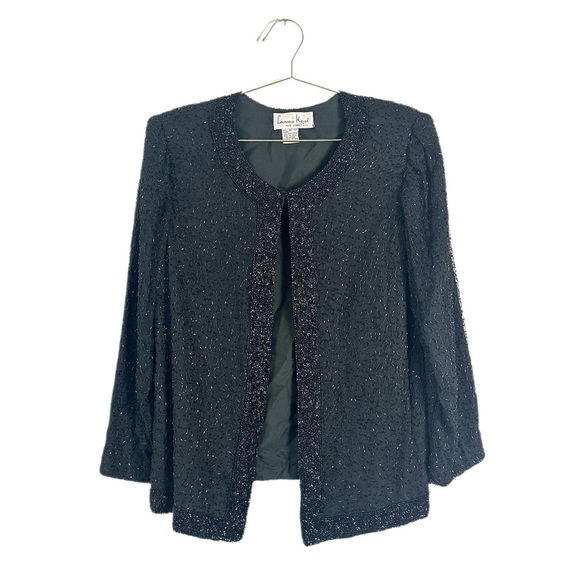 Laurence Kazar Vintage Beaded Cardigan Black Size M - Picture 1 of 5